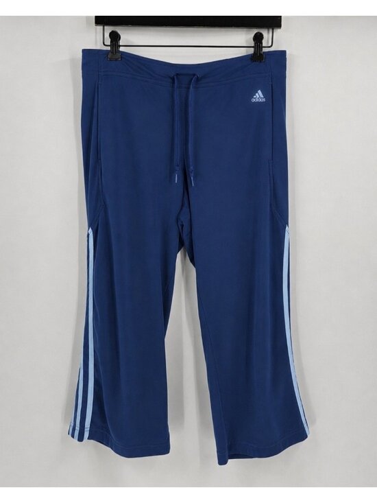 adidas Pants - Y2K 2007 Adidas Climalite Crop Track Pants Blue 3 Stripe Athletic Capri Women M